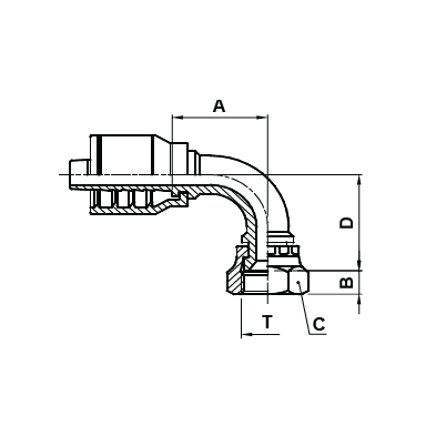 25BX 0606 JIC FEM SWVL 90° BENT TUBE