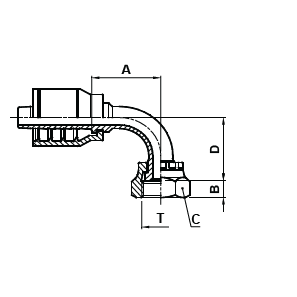 25BX 0606 ORFS FEM SWVL 90° BENT TUBE