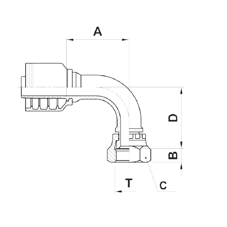 BX12 1212 JIC FEM SWVL 90° BENT TUBE