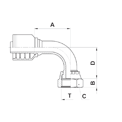 BX10 1212 ORFS FEM SWVL 90° BENT TUBE