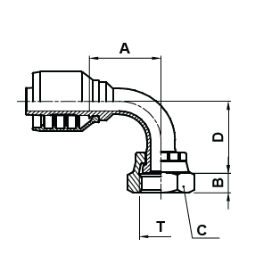 3 in BOX 2424 ORFS FEMALE SWIVEL 90° BEN